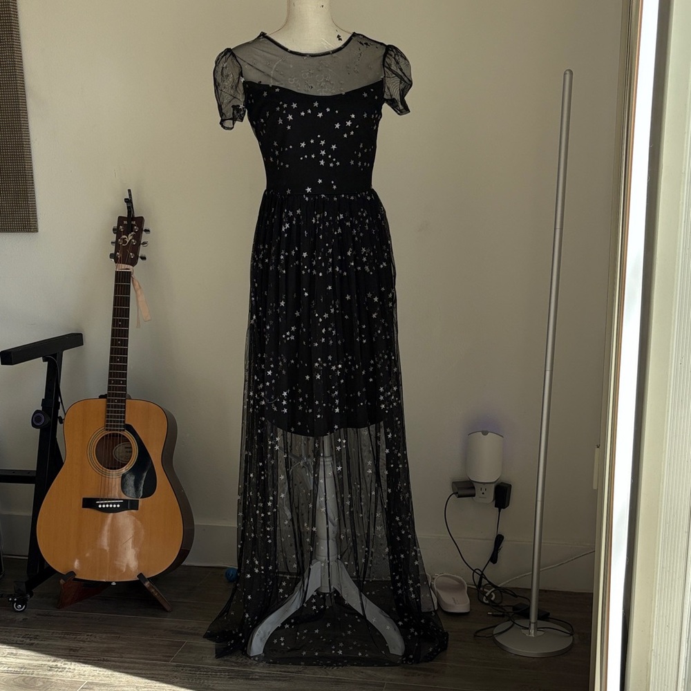 ASOS Black Sheer Star Maxi Dress